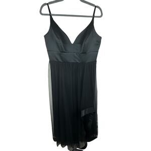 Hayley Paige Occasions Black Floor Length Bride's Maid Gala Formal Dress Size 14